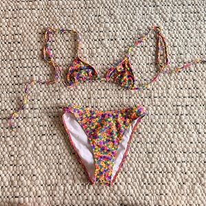 Feline Swim / Size M top & bottom / Bikini Set